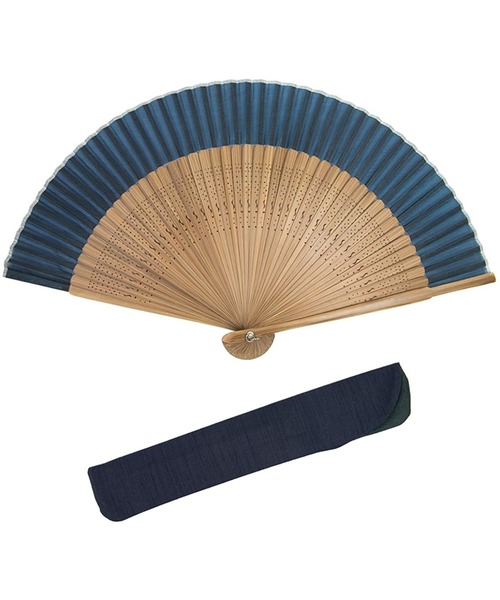 KYOETSU（キョウエツ）の「扇子袋付き茶骨正絹扇子（和装小物・メンズ・ホワイト/ライトブルー/ブラック/パープル/ネイビー/ブラウン/ピンク/イエロー/グリーン/コーラル/レッドパープル・フリー）」の7枚目の写真