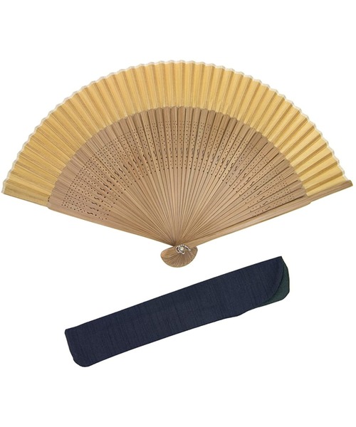 KYOETSU（キョウエツ）の「扇子袋付き茶骨正絹扇子（和装小物・メンズ・ホワイト/ライトブルー/ブラック/パープル/ネイビー/ブラウン/ピンク/イエロー/グリーン/コーラル/レッドパープル・フリー）」の15枚目の写真
