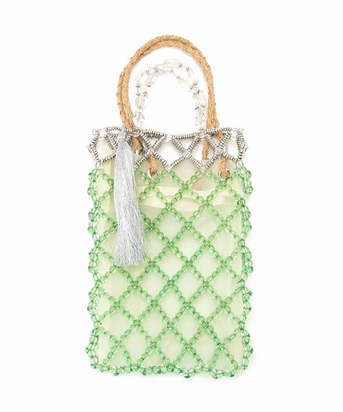 HEY!MrsROSE(ヘイミセスローズ)の「HEY!MrsROSE(ヘイ!ミセスローズ)Shell handle beads BAG(ハンドバッグ・レディース・ブラック/グリーン・FREE)」の5枚目の写真
