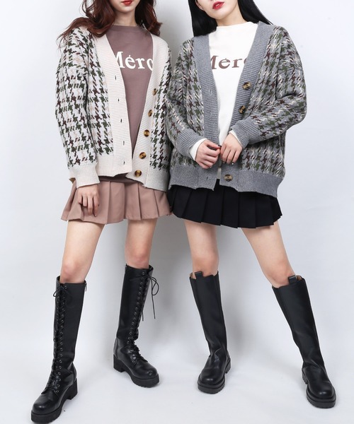 WC(ダブル シー)の「WC/千鳥柄カーディガン(カーディガン/ボレロ・レディース・グレー/ホワイト・FREE)」の3枚目の写真