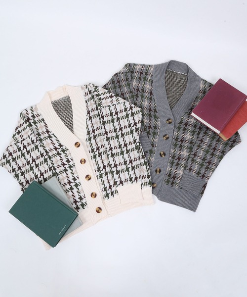 WC(ダブル シー)の「WC/千鳥柄カーディガン(カーディガン/ボレロ・レディース・グレー/ホワイト・FREE)」の5枚目の写真