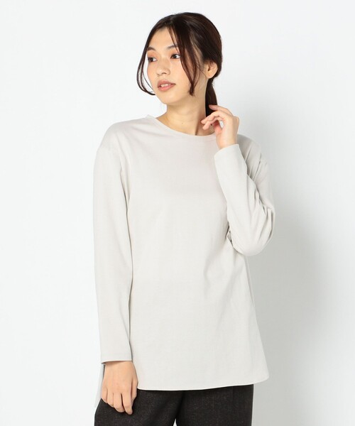 fredy repit(フレディレピ)の「ラウンドヘムロンT(Tシャツ/カットソー・レディース・ライトグレー/オフホワイト・38)」の4枚目の写真