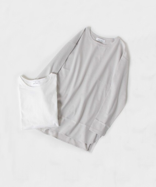 fredy repit(フレディレピ)の「ラウンドヘムロンT(Tシャツ/カットソー・レディース・ライトグレー/オフホワイト・38)」の11枚目の写真