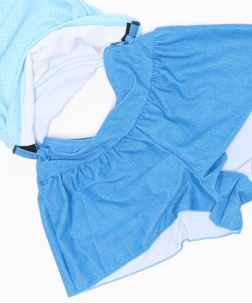 sandia（サンディア）の「ck3573水着3点セット ミニドット UVカット（水着・キッズ・サックスブルー・160cm/170cm/150cm/140cm）」の2枚目の写真