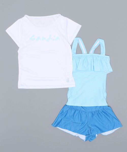 sandia（サンディア）の「ck3573水着3点セット ミニドット UVカット（水着・キッズ・サックスブルー・160cm/170cm/150cm/140cm）」の4枚目の写真
