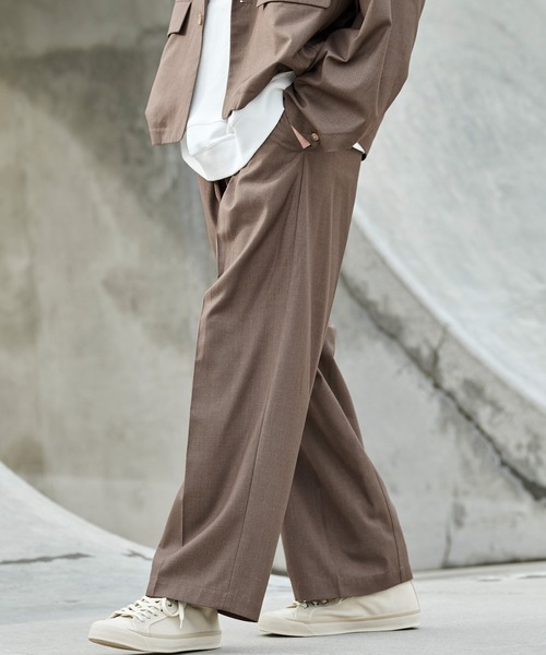 act'm（アクトム）の「【上下セット】T/Rセットアップ/オーバーサイズテーラードジャケット&ワイドスラックス（セットアップ・メンズ・ブラック/モカ/チョコ/チェック/グレイッシュベージュ/ライトブルーグレー・S/M/L）」の12枚目の写真