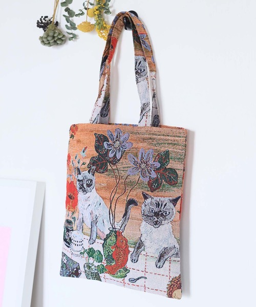 Nathalie Lete(ナタリーレテ)の「Nathalie Lete/Animal tote bag(トートバッグ・レディース・ブルー/イエロー/オレンジ/ブラック/ピンク・FREE)」の5枚目の写真