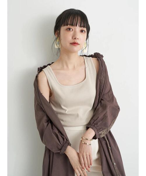 earth music&ecology(アースミュージックアンドエコロジー)の「2wayリブタンクトップ *(タンクトップ・レディース・ブラック/サックスブルー/アイボリー/ライトベージュ・SMALL/MEDIUM)」の7枚目の写真