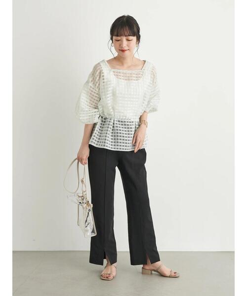 earth music&ecology(アースミュージックアンドエコロジー)の「2wayリブタンクトップ *(タンクトップ・レディース・ブラック/サックスブルー/アイボリー/ライトベージュ・SMALL/MEDIUM)」の13枚目の写真