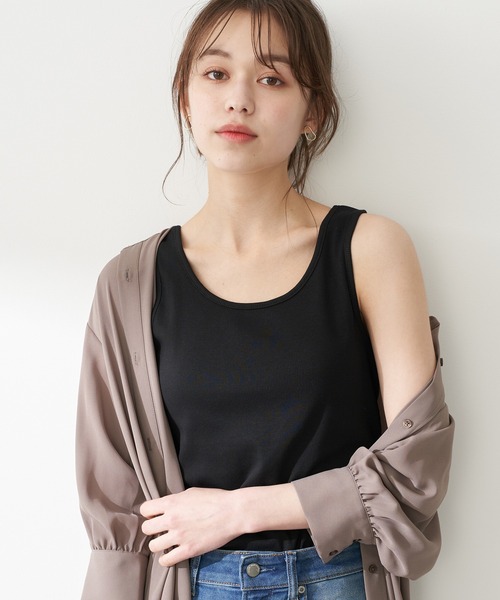 earth music&ecology(アースミュージックアンドエコロジー)の「2wayリブタンクトップ *(タンクトップ・レディース・ブラック/サックスブルー/アイボリー/ライトベージュ・SMALL/MEDIUM)」の3枚目の写真