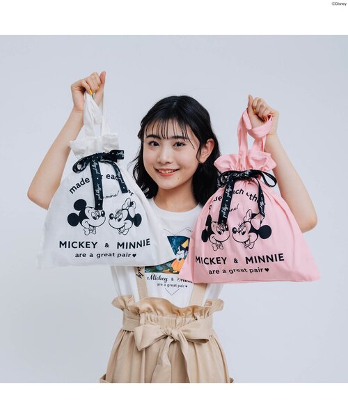 algy(アルジー)の「ディズニーキャラクター キンチャクトート(トートバッグ・キッズ・ピンク/オフホワイト・FREE)」の3枚目の写真