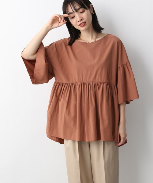 A part by（アパートバイ）の「Coペプラムリボン半袖ブラウス 947034（シャツ/ブラウス・レディース・ライトブルー/ブラック/オフホワイト/オレンジ系その他5・FREE）」の8枚目の写真