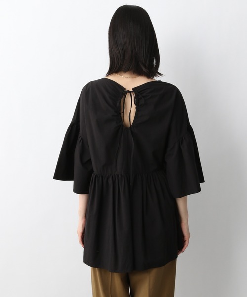 A part by（アパートバイ）の「Coペプラムリボン半袖ブラウス 947034（シャツ/ブラウス・レディース・ライトブルー/ブラック/オフホワイト/オレンジ系その他5・FREE）」の9枚目の写真