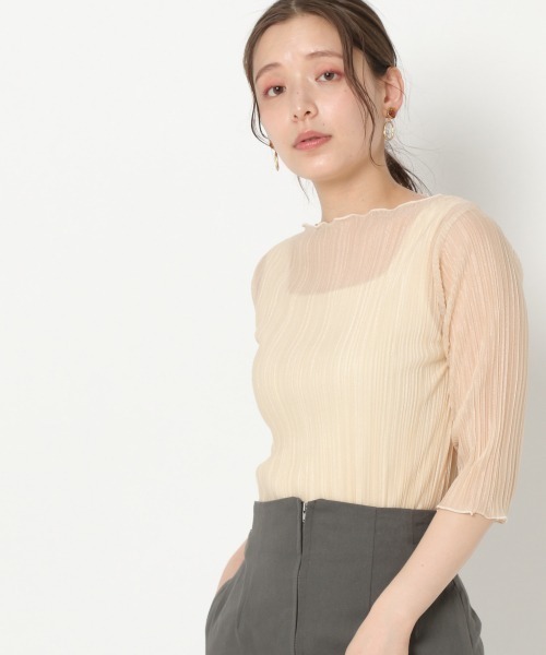 mysty woman（ミスティウーマン）の「シアプリーツメロープルオーバー 941795（Tシャツ/カットソー・レディース・ブラック/アイボリー/グレイッシュブルー/ピンクベージュ・FREE）」の14枚目の写真