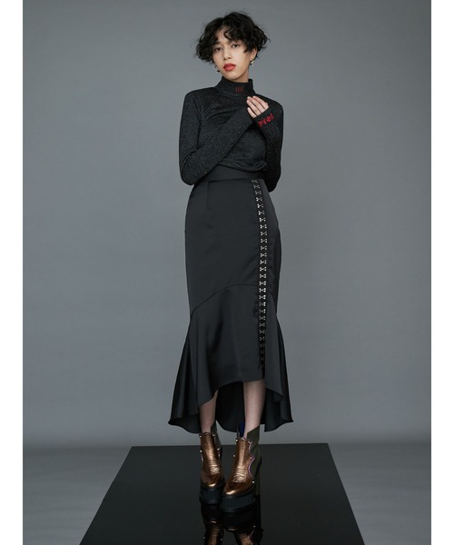 PAMEO POSE（パメオポーズ）の「Satin Mermaid Skirt（スカート・レディース・ブラック/ブラウン/カーキ・S/M）」の7枚目の写真