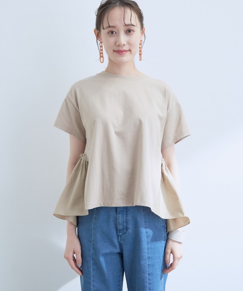 VIS(ビス)の「【新色追加】【選べる着丈】裾フハク切り替えドッキングカットソー(Tシャツ/カットソー・レディース・ベージュ/オフホワイト/ブラック/ライトグリーン/パープル系その他・FS/FREE)」の8枚目の写真