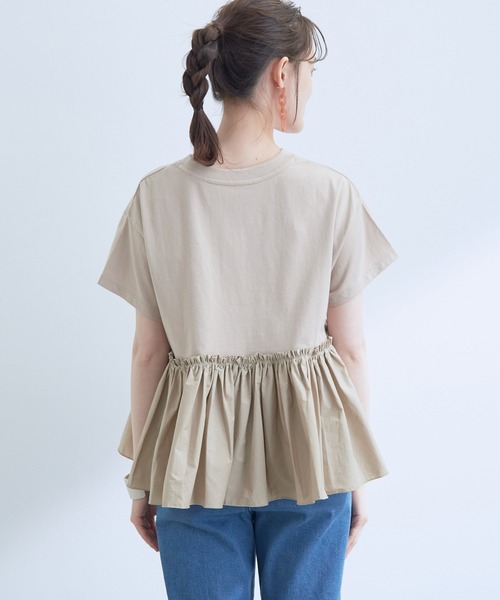 VIS(ビス)の「【新色追加】【選べる着丈】裾フハク切り替えドッキングカットソー(Tシャツ/カットソー・レディース・ベージュ/オフホワイト/ブラック/ライトグリーン/パープル系その他・FS/FREE)」の10枚目の写真