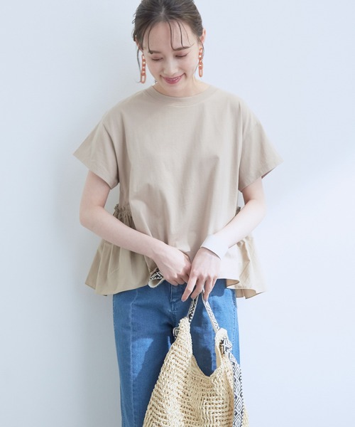 VIS(ビス)の「【新色追加】【選べる着丈】裾フハク切り替えドッキングカットソー(Tシャツ/カットソー・レディース・ベージュ/オフホワイト/ブラック/ライトグリーン/パープル系その他・FS/FREE)」の18枚目の写真