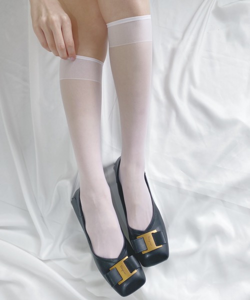 Loueme(ルエム)の「20Dシアーハイソックス(ソックス/靴下・レディース・ホワイト/ブラック・FREE)」の5枚目の写真