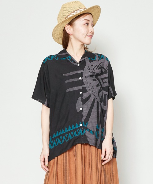 チャイハネ(チャイハネ)の「【チャイハネ】プエブロシャツ(シャツ/ブラウス・レディース・ホワイト/ブラック/ブラウン/イエロー/ブルー・FREE)」の3枚目の写真