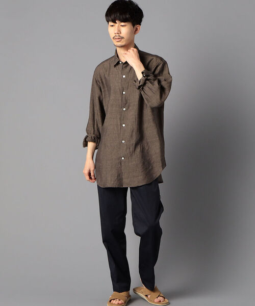 NOLLEY'S goodman(ノーリーズグッドマン)の「ALBINI(アルビニ) ビッグシルエット ロングシャツ(シャツ/ブラウス・メンズ・ホワイト/ダークブラウン/チャコールグレー/ブルー系その他3・M/L/SMALL)」の19枚目の写真