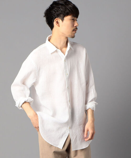 NOLLEY'S goodman(ノーリーズグッドマン)の「ALBINI(アルビニ) ビッグシルエット ロングシャツ(シャツ/ブラウス・メンズ・ホワイト/ダークブラウン/チャコールグレー/ブルー系その他3・M/L/SMALL)」の14枚目の写真