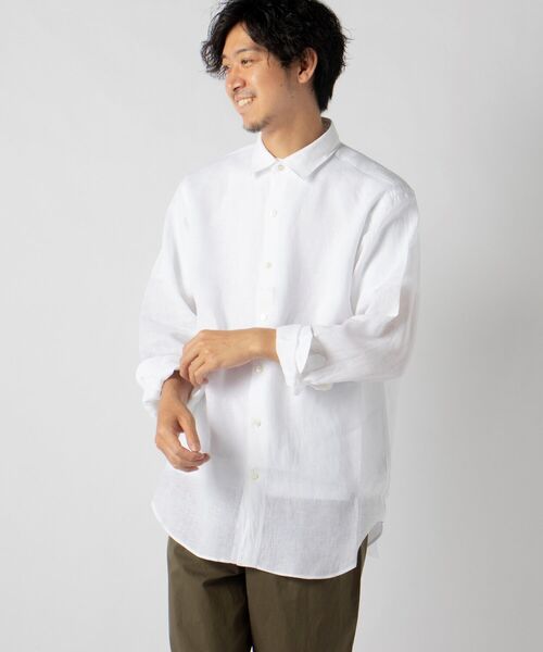 NOLLEY'S goodman(ノーリーズグッドマン)の「ALBINI(アルビニ) ビッグシルエット ロングシャツ(シャツ/ブラウス・メンズ・ホワイト/ダークブラウン/チャコールグレー/ブルー系その他3・M/L/SMALL)」の17枚目の写真