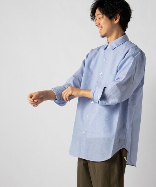 NOLLEY'S goodman(ノーリーズグッドマン)の「ALBINI(アルビニ) ビッグシルエット ロングシャツ(シャツ/ブラウス・メンズ・ホワイト/ダークブラウン/チャコールグレー/ブルー系その他3・M/L/SMALL)」の7枚目の写真