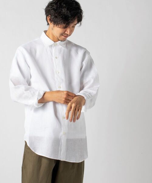 NOLLEY'S goodman(ノーリーズグッドマン)の「ALBINI(アルビニ) ビッグシルエット ロングシャツ(シャツ/ブラウス・メンズ・ホワイト/ダークブラウン/チャコールグレー/ブルー系その他3・M/L/SMALL)」の10枚目の写真