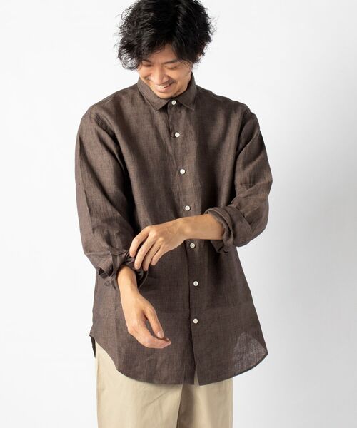 NOLLEY'S goodman(ノーリーズグッドマン)の「ALBINI(アルビニ) ビッグシルエット ロングシャツ(シャツ/ブラウス・メンズ・ホワイト/ダークブラウン/チャコールグレー/ブルー系その他3・M/L/SMALL)」の20枚目の写真