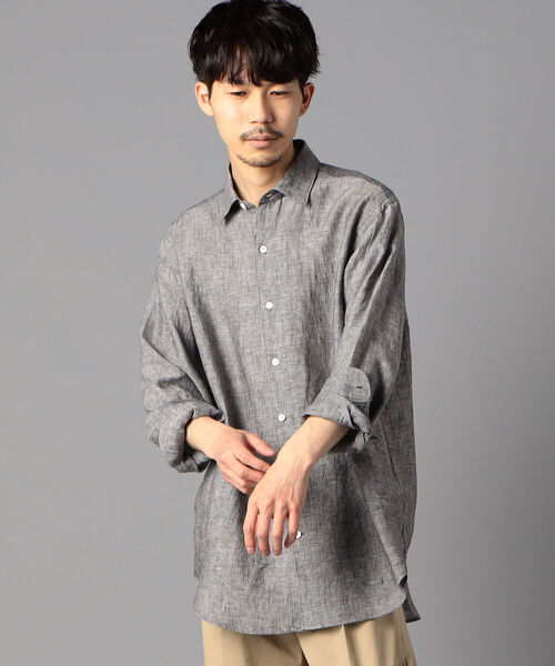 NOLLEY'S goodman(ノーリーズグッドマン)の「ALBINI(アルビニ) ビッグシルエット ロングシャツ(シャツ/ブラウス・メンズ・ホワイト/ダークブラウン/チャコールグレー/ブルー系その他3・M/L/SMALL)」の15枚目の写真