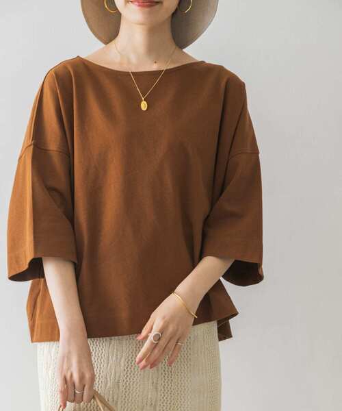 URBAN RESEARCH（アーバンリサーチ）の「UR TECH(UVカット)+抗菌 機能付 ショート丈オーバーTシャツ（Tシャツ/カットソー・レディース・カーキ/ブラウン系その他/オフホワイト・FREE）」の22枚目の写真