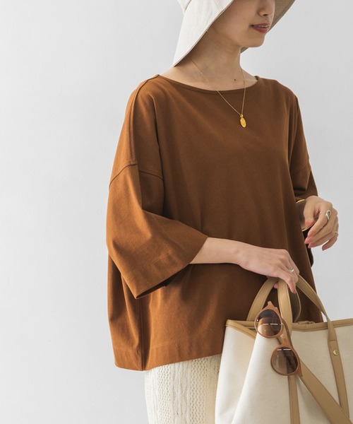 URBAN RESEARCH（アーバンリサーチ）の「UR TECH(UVカット)+抗菌 機能付 ショート丈オーバーTシャツ（Tシャツ/カットソー・レディース・カーキ/ブラウン系その他/オフホワイト・FREE）」の8枚目の写真