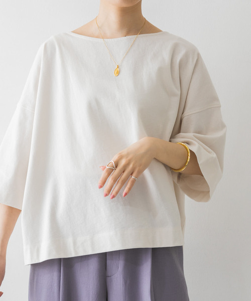 URBAN RESEARCH（アーバンリサーチ）の「UR TECH(UVカット)+抗菌 機能付 ショート丈オーバーTシャツ（Tシャツ/カットソー・レディース・カーキ/ブラウン系その他/オフホワイト・FREE）」の15枚目の写真