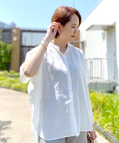 RIVE DROITE（リヴドロワ）の「スパンローンオーバーブラウス（シャツ/ブラウス・レディース・イエロー/ベージュ/ホワイト・FREE）」の4枚目の写真