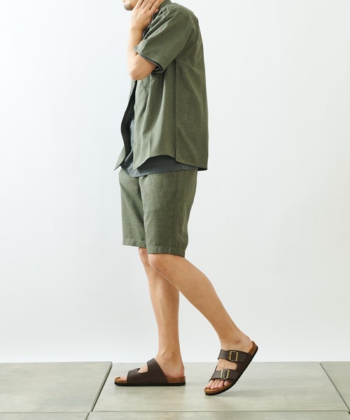 COLONY 2139(コロニートゥーワンスリーナイン)の「ポリトロ両胸ポケットオープンカラー半袖シャツ/オーバーサイズ半袖シャツ(セットアップ可)(シャツ/ブラウス・メンズ・ブラック/グレー/カーキ/ブルー/モカ・MEDIUM/LARGE/X-LARGE)」の18枚目の写真