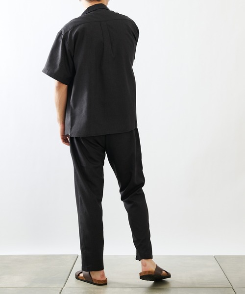 COLONY 2139(コロニートゥーワンスリーナイン)の「ポリトロ両胸ポケットオープンカラー半袖シャツ/オーバーサイズ半袖シャツ(セットアップ可)(シャツ/ブラウス・メンズ・ブラック/グレー/カーキ/ブルー/モカ・MEDIUM/LARGE/X-LARGE)」の7枚目の写真