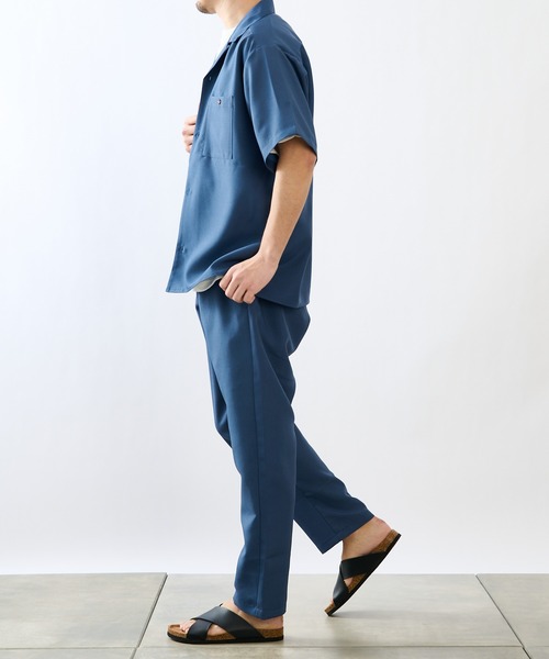 COLONY 2139(コロニートゥーワンスリーナイン)の「ポリトロ両胸ポケットオープンカラー半袖シャツ/オーバーサイズ半袖シャツ(セットアップ可)(シャツ/ブラウス・メンズ・ブラック/グレー/カーキ/ブルー/モカ・MEDIUM/LARGE/X-LARGE)」の20枚目の写真