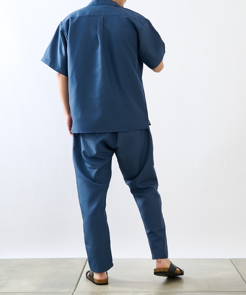 COLONY 2139(コロニートゥーワンスリーナイン)の「ポリトロ両胸ポケットオープンカラー半袖シャツ/オーバーサイズ半袖シャツ(セットアップ可)(シャツ/ブラウス・メンズ・ブラック/グレー/カーキ/ブルー/モカ・MEDIUM/LARGE/X-LARGE)」の12枚目の写真