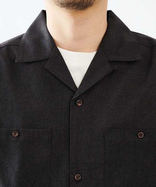 COLONY 2139(コロニートゥーワンスリーナイン)の「ポリトロ両胸ポケットオープンカラー半袖シャツ/オーバーサイズ半袖シャツ(セットアップ可)(シャツ/ブラウス・メンズ・ブラック/グレー/カーキ/ブルー/モカ・MEDIUM/LARGE/X-LARGE)」の13枚目の写真