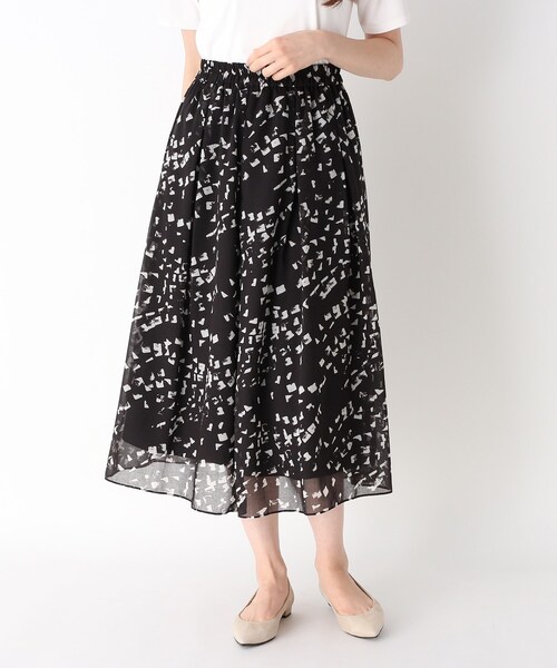Modify（モディファイ）の「◆ジオメトリックギャザーフレアスカート（スカート・レディース・ブラック系/オリーブ系/オレンジ系その他2・40/42）」の2枚目の写真