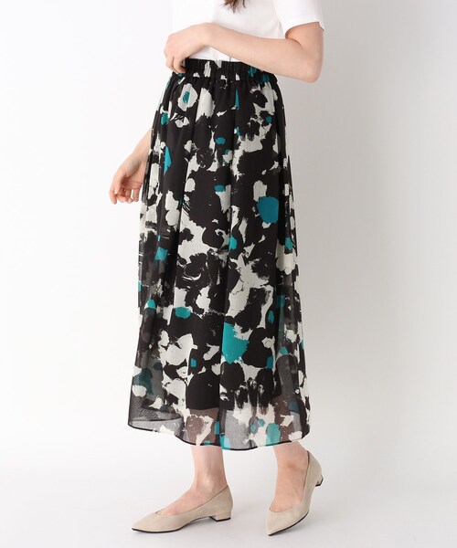 Modify（モディファイ）の「◆ジオメトリックギャザーフレアスカート（スカート・レディース・ブラック系/オリーブ系/オレンジ系その他2・40/42）」の3枚目の写真