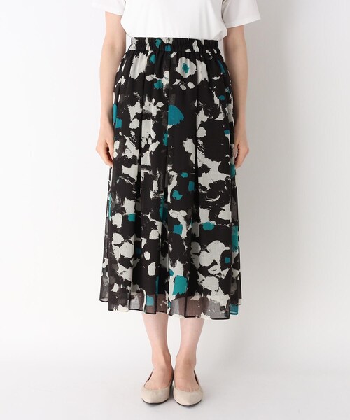 Modify（モディファイ）の「◆ジオメトリックギャザーフレアスカート（スカート・レディース・ブラック系/オリーブ系/オレンジ系その他2・40/42）」の4枚目の写真