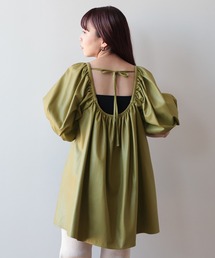 【WEB限定】BeAMS DOT / ボリューム フェイクレザーブラウス