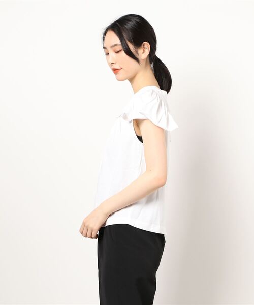 SEE BY CHLOE（シーバイクロエ）の「キャップスリーブジャージトップ（Tシャツ/カットソー・レディース・ホワイト/ネイビー・S/M）」の4枚目の写真