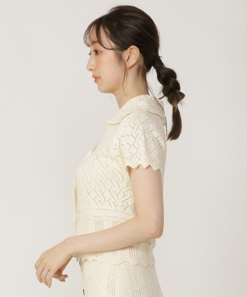REDYAZEL（レディアゼル）の「透かし編み襟付きカーディガン（カーディガン/ボレロ・レディース・ブラック/ベージュ/サックスブルー・FREE）」の5枚目の写真