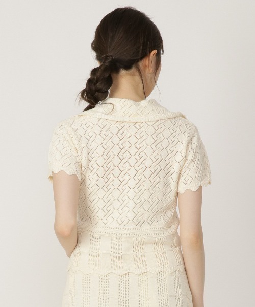REDYAZEL（レディアゼル）の「透かし編み襟付きカーディガン（カーディガン/ボレロ・レディース・ブラック/ベージュ/サックスブルー・FREE）」の6枚目の写真