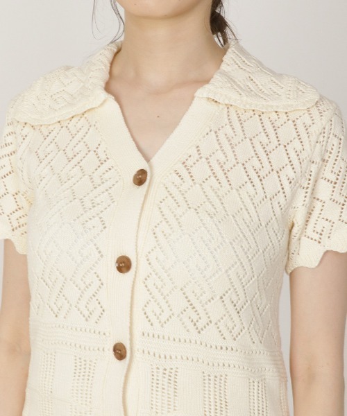 REDYAZEL（レディアゼル）の「透かし編み襟付きカーディガン（カーディガン/ボレロ・レディース・ブラック/ベージュ/サックスブルー・FREE）」の8枚目の写真