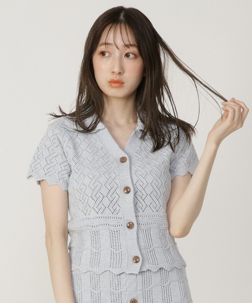 REDYAZEL（レディアゼル）の「透かし編み襟付きカーディガン（カーディガン/ボレロ・レディース・ブラック/ベージュ/サックスブルー・FREE）」の11枚目の写真