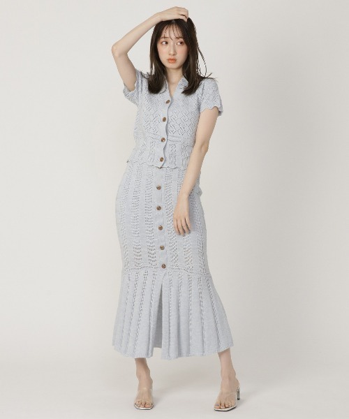 REDYAZEL（レディアゼル）の「透かし編み襟付きカーディガン（カーディガン/ボレロ・レディース・ブラック/ベージュ/サックスブルー・FREE）」の14枚目の写真